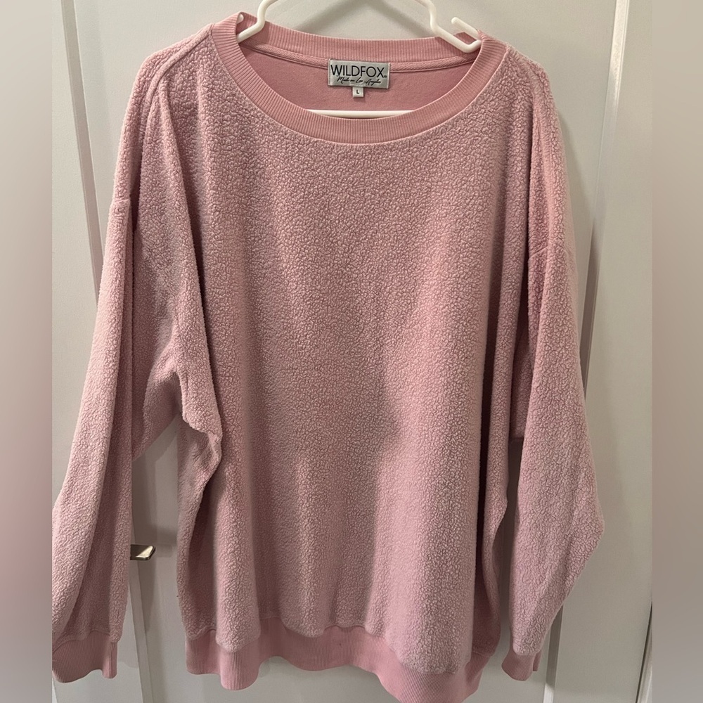 Mint condition Wildfox terry plush pink sweater size Large